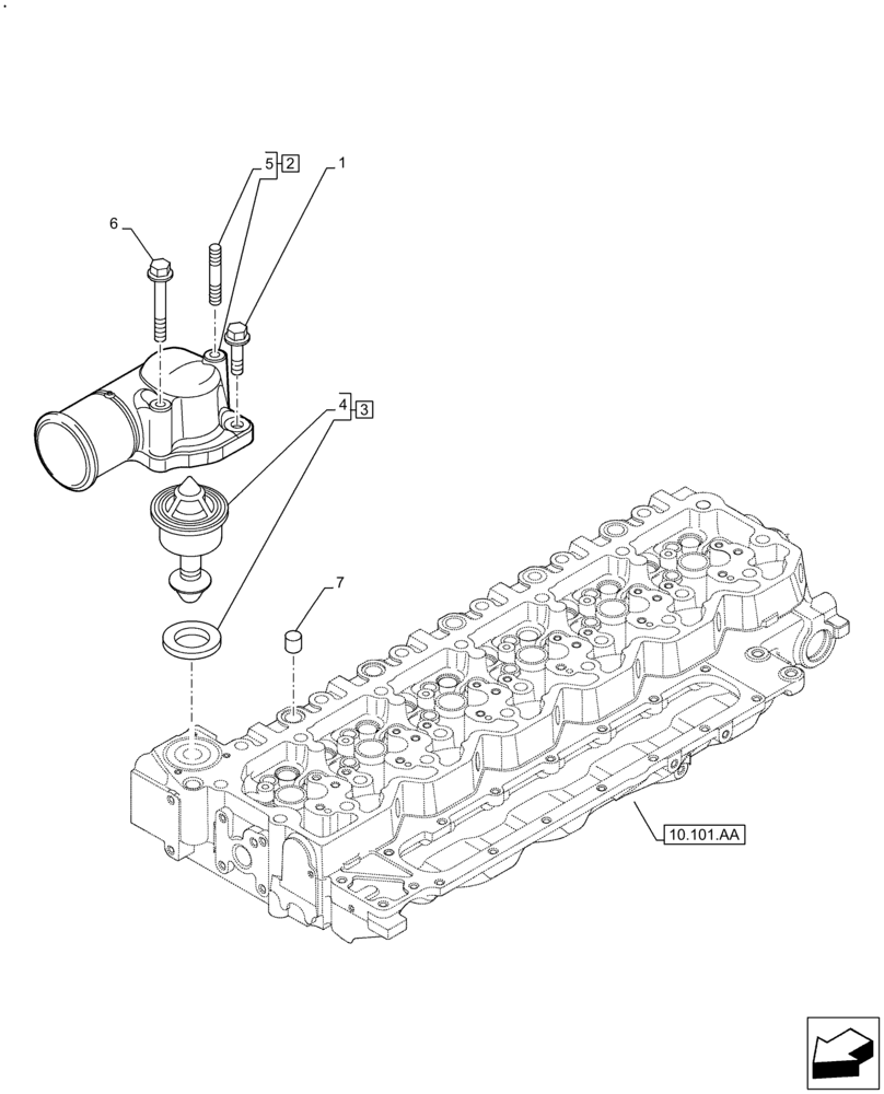 Схема запчастей Case F4HFE6133 B003 - (10.400.BC) - COOLANT THERMOSTAT (10) - ENGINE