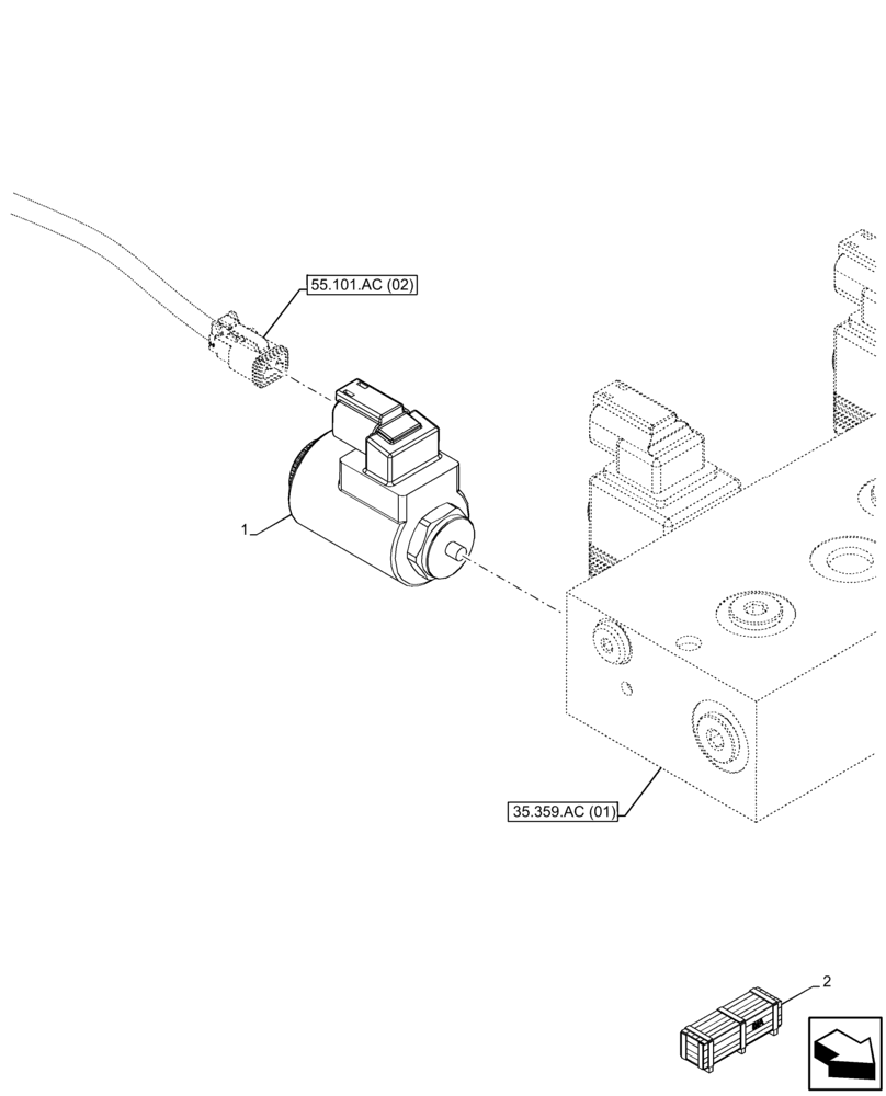 Схема запчастей Case 221F - (35.701.CC) - VAR - 734634 - LOADER BUCKET, CONTROL, SOLENOID VALVE (35) - HYDRAULIC SYSTEMS