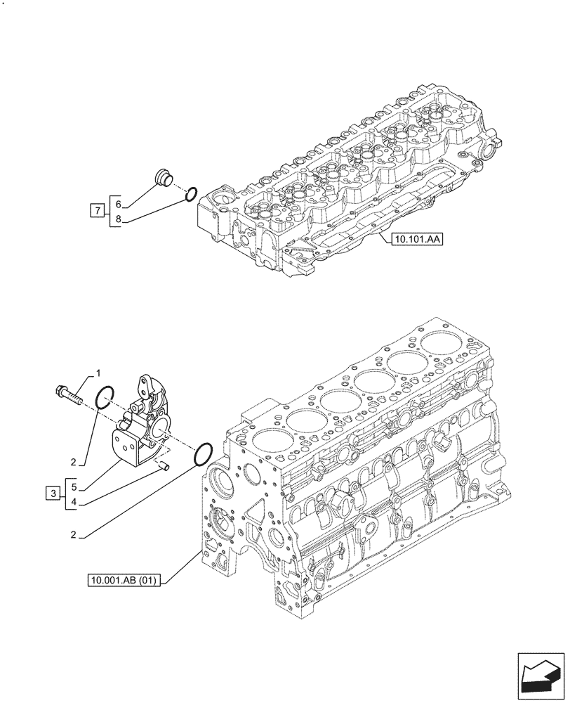 Схема запчастей Case F4HFE613Y B005 - (10.400.AE) - COOLANT HEATING LINES (10) - ENGINE