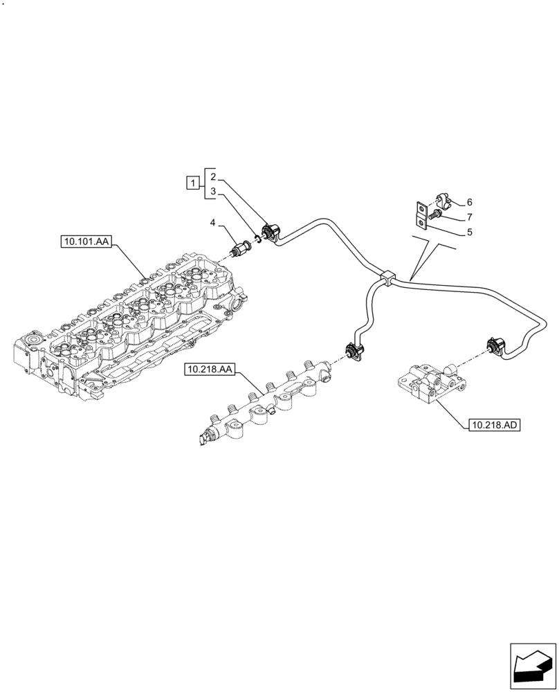 Схема запчастей Case F4HFE6133 B003 - (10.218.AI[02]) - INJECTION PIPE (10) - ENGINE