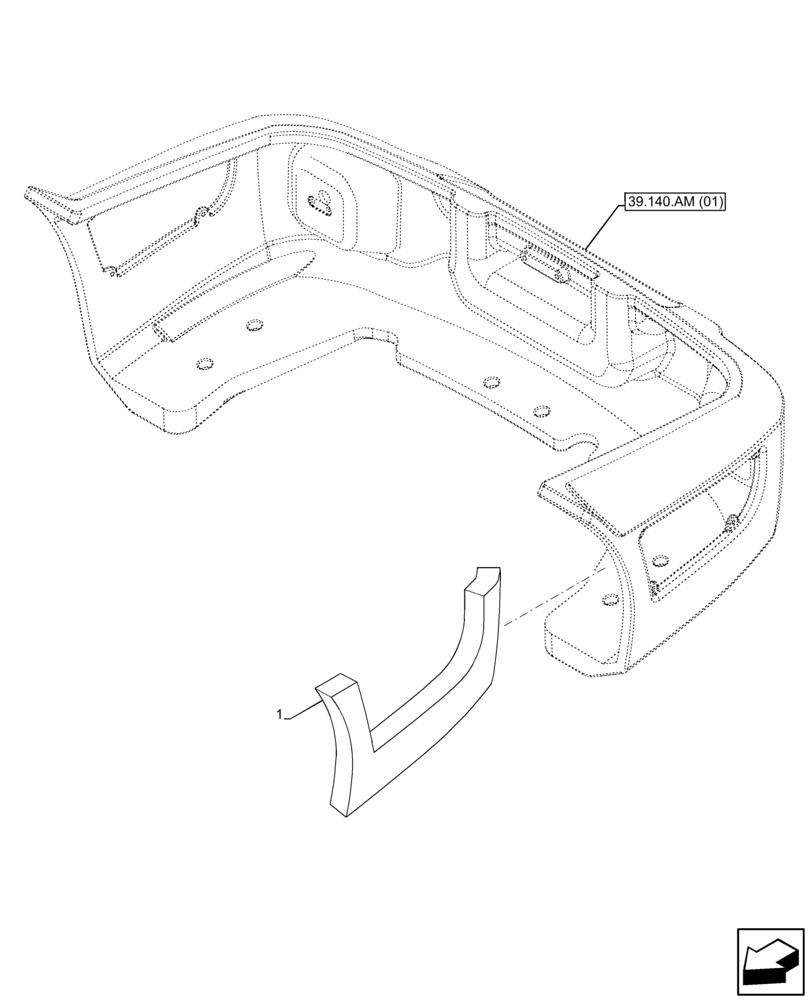 Схема запчастей Case 121F - (39.140.AM[02]) - VAR - 734634 - COUNTERWEIGHT, NOISE PROTECTION (39) - FRAMES AND BALLASTING