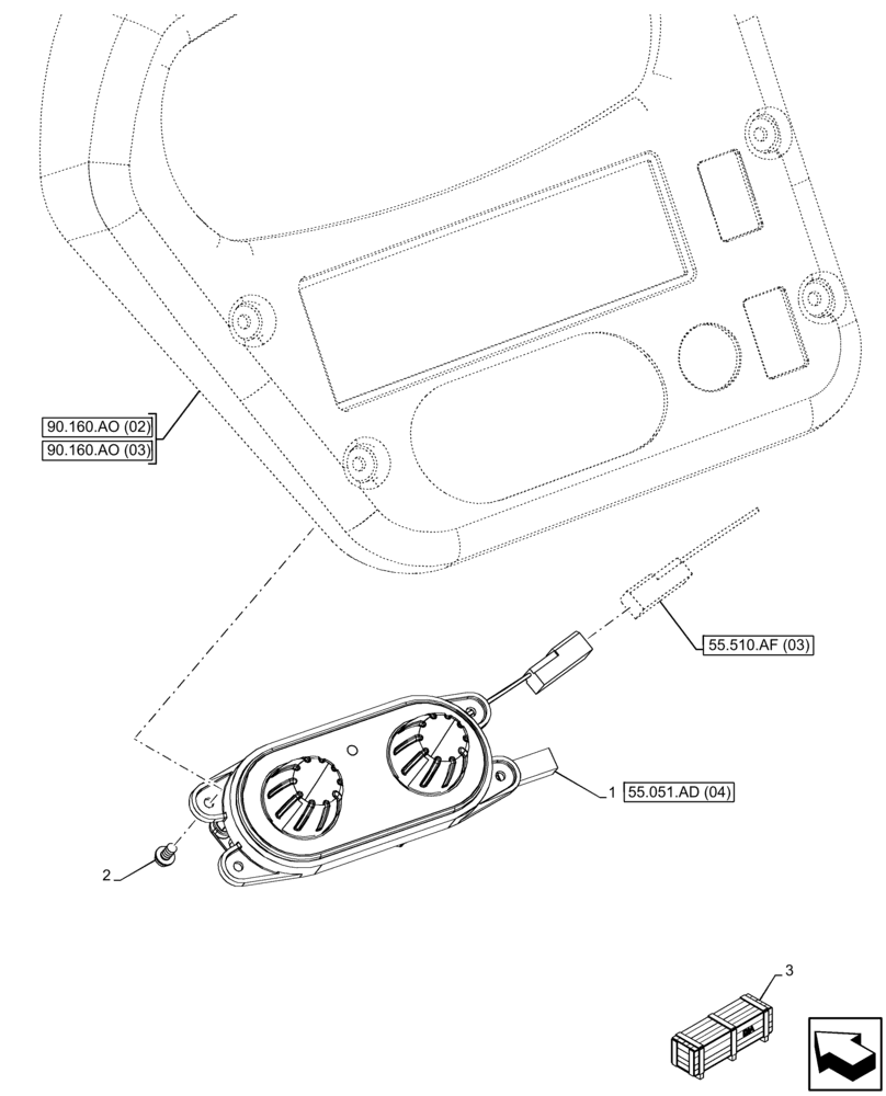 Схема запчастей Case 121F - (55.051.AD[03]) - VAR - 734506 - AIR CONDITIONER, CONTROL PANEL (55) - ELECTRICAL SYSTEMS