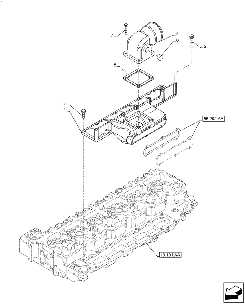 Схема запчастей Case F4HFE6133 B003 - (10.254.AM) - INTAKE MANIFOLD (10) - ENGINE