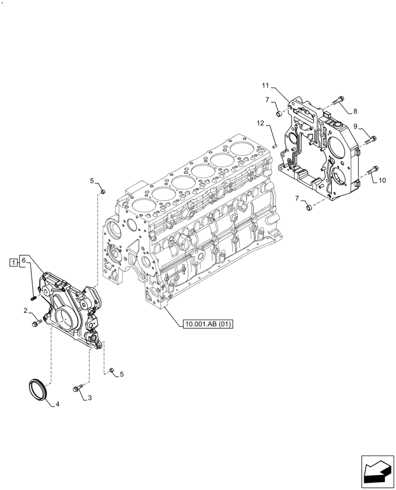 Схема запчастей Case F4HFE613Y B005 - (10.102.AK) - ENGINE BLOCK COVER (10) - ENGINE