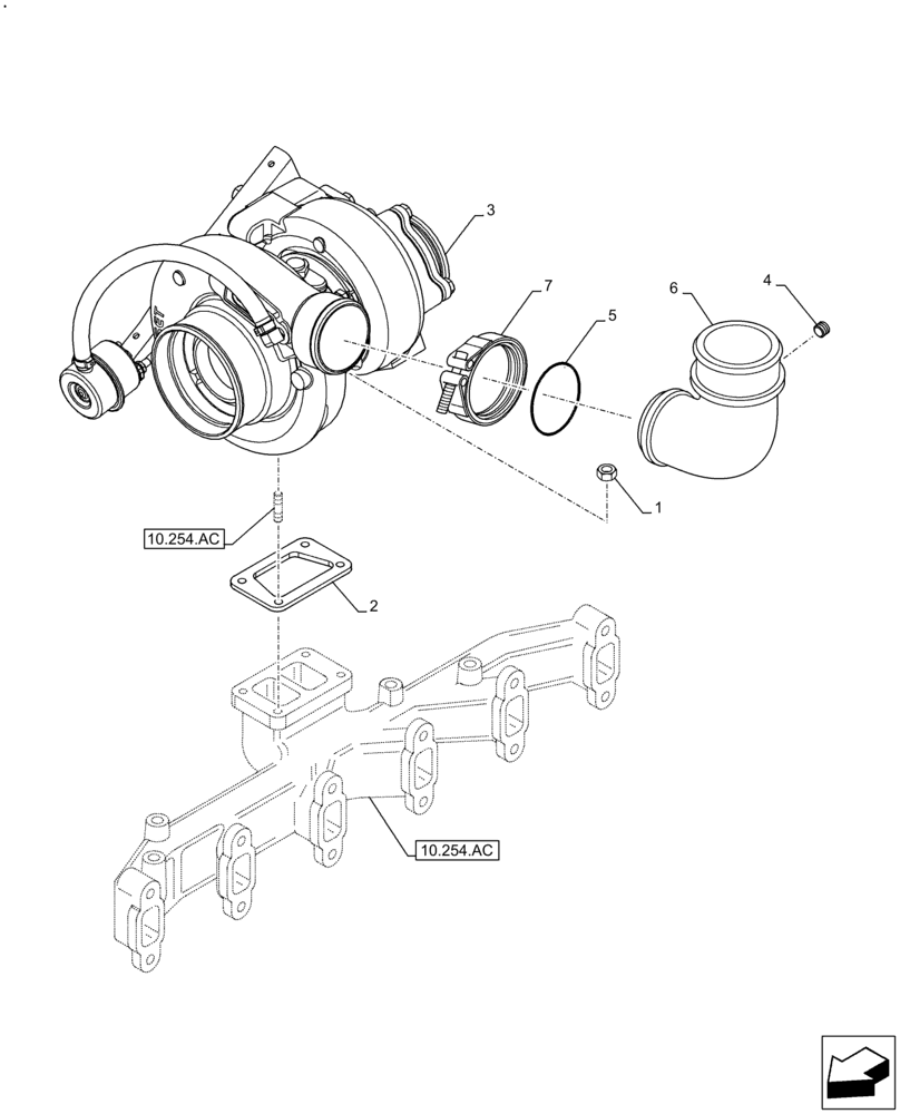 Схема запчастей Case F4HFE613Y B005 - (10.250.AC) - TURBOCHARGER (10) - ENGINE