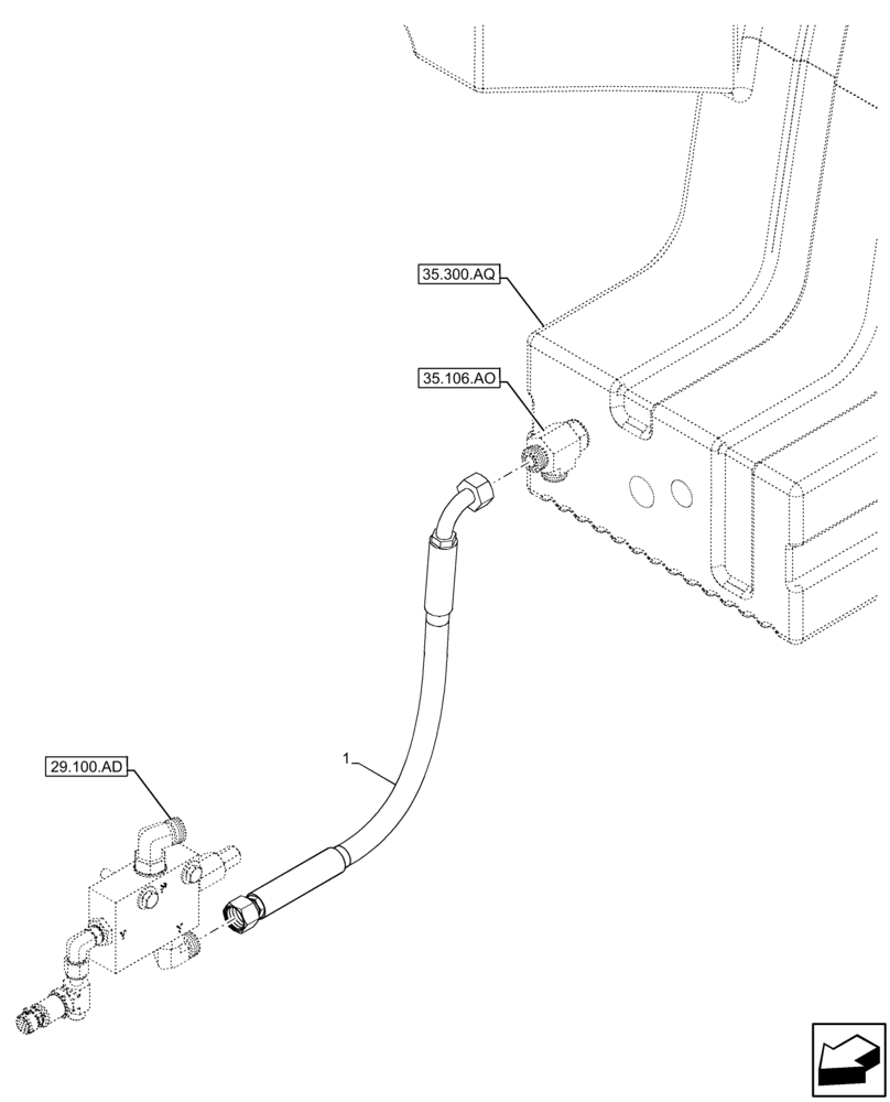 Схема запчастей Case 321F - (29.100.AH[03]) - VAR - 402023 - SPEED LIMITER, HYD. LINE (29) - HYDROSTATIC DRIVE