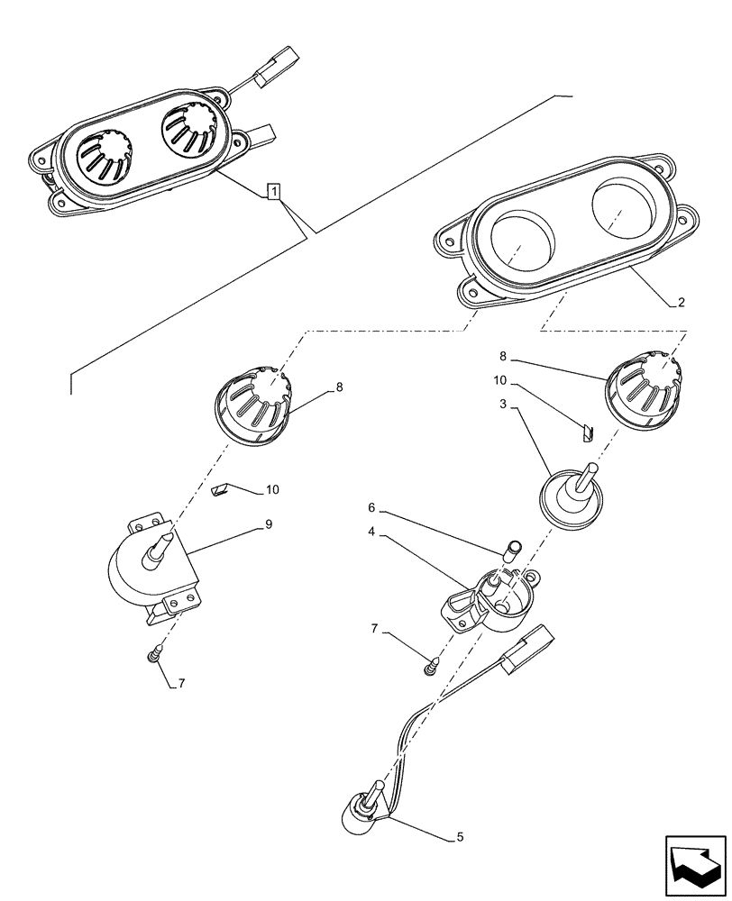 Схема запчастей Case 221F - (55.051.AD[02]) - VAR - 734505 - HEATING SYSTEM, CONTROL PANEL, COMPONENTS (55) - ELECTRICAL SYSTEMS