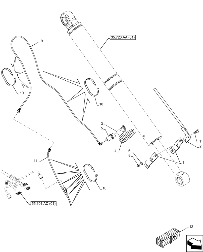 Схема запчастей Case 21F - (55.415.AA) - VAR - 782734 - LOADER BUCKET, CONTROL, HARNESS (55) - ELECTRICAL SYSTEMS