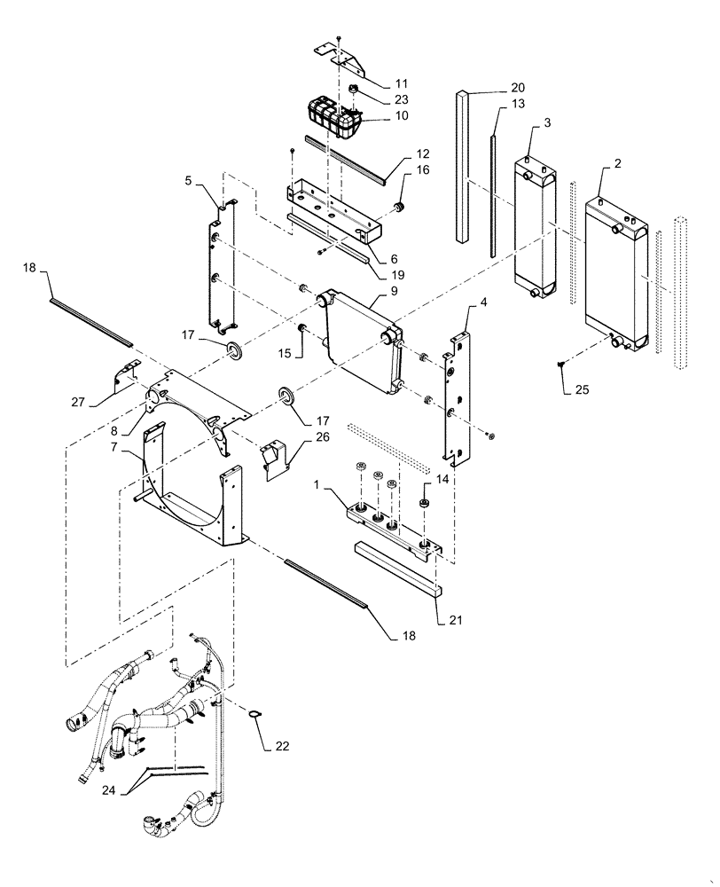 Схема запчастей Case 1150M WT/LGP - (10.400.BF[03]) - RADIATOR FRAME AND SEALS (10) - ENGINE