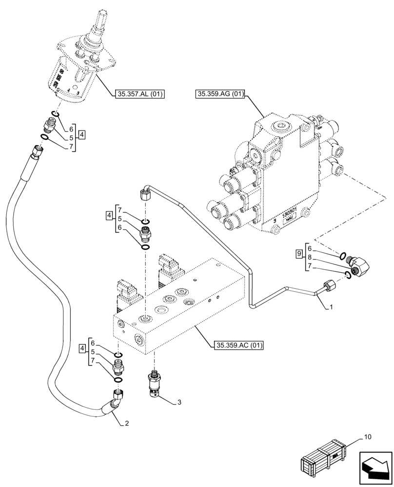 Схема запчастей Case 321F - (35.701.AD[01]) - VAR - 782734 - LOADER BUCKET, CONTROL, HYD. LINE (35) - HYDRAULIC SYSTEMS