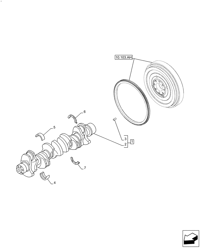 Схема запчастей Case F4HFE6133 B003 - (10.103.AA) - CRANKSHAFT (10) - ENGINE