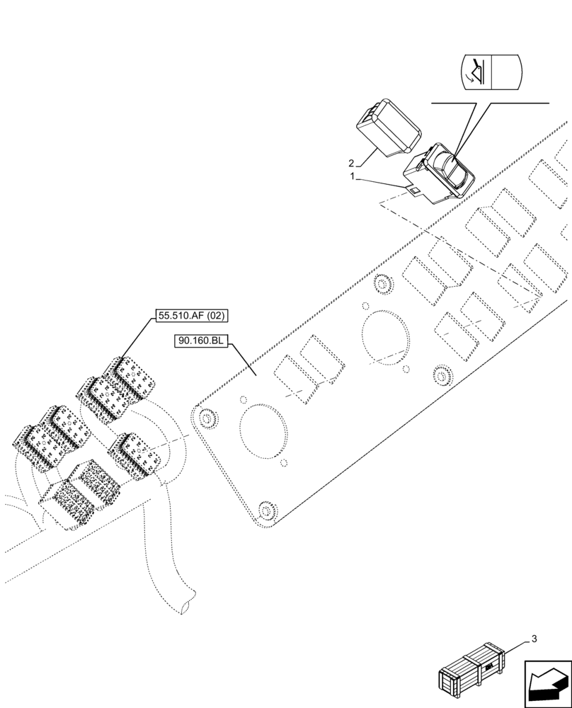 Схема запчастей Case 21F - (55.523.AD) - VAR - 782734 - LOADER BUCKET, CONTROL, SWITCH (55) - ELECTRICAL SYSTEMS