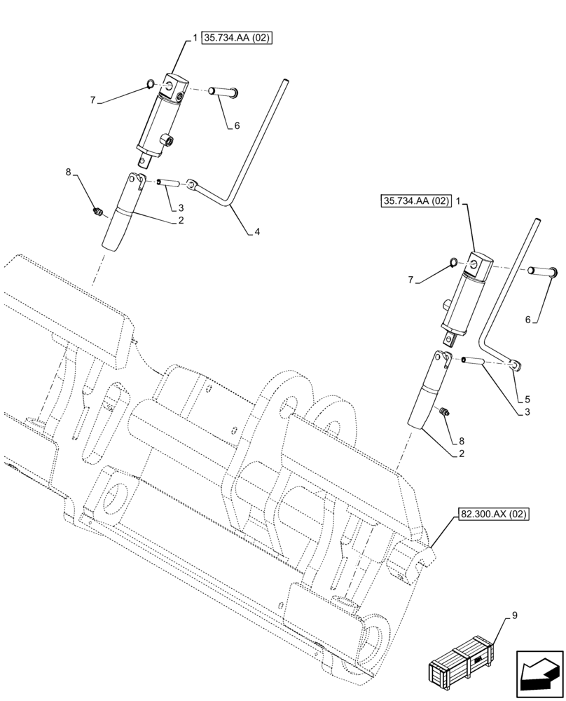 Схема запчастей Case 121F - (35.734.AA[01]) - VAR - 734516 - HYDRAULIC SYSTEM, QUICK COUPLER, CYLINDER (35) - HYDRAULIC SYSTEMS