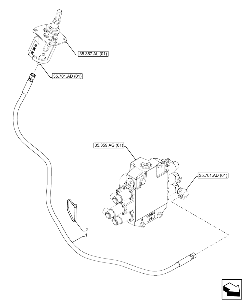 Схема запчастей Case 321F - (35.701.AD[02]) - VAR - 734509 - LOADER BUCKET, CONTROL, HYD. LINE (35) - HYDRAULIC SYSTEMS