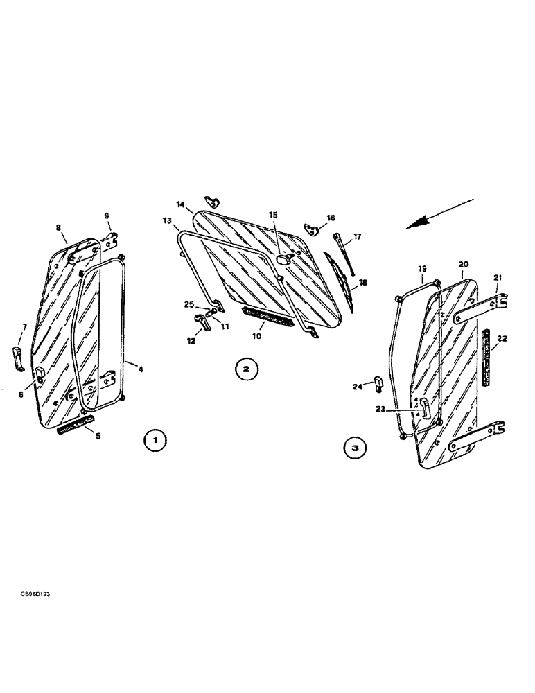 Схема запчастей Case 221B - (9-50) - CAB (DOORS AND WINDOW), 121B (DAH1215912-1216529) / 221B (DAH2215913-DAH2216536) (09) - CHASSIS/ATTACHMENTS