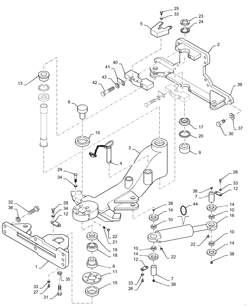 Схема запчастей Case DV210D - (39.100.AN[02]) - ARTICULATION JOINT (39) - FRAMES AND BALLASTING