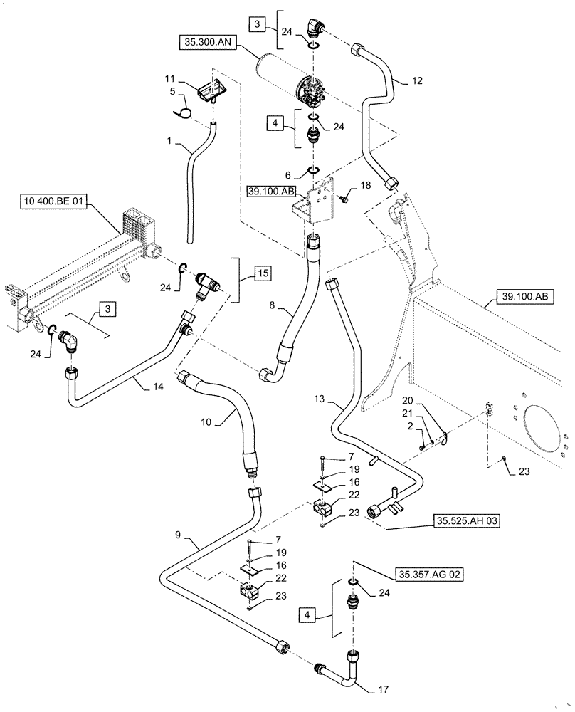 Схема запчастей Case SV280 - (35.100.AB) - HYDRAULIC RETURN LINES (35) - HYDRAULIC SYSTEMS