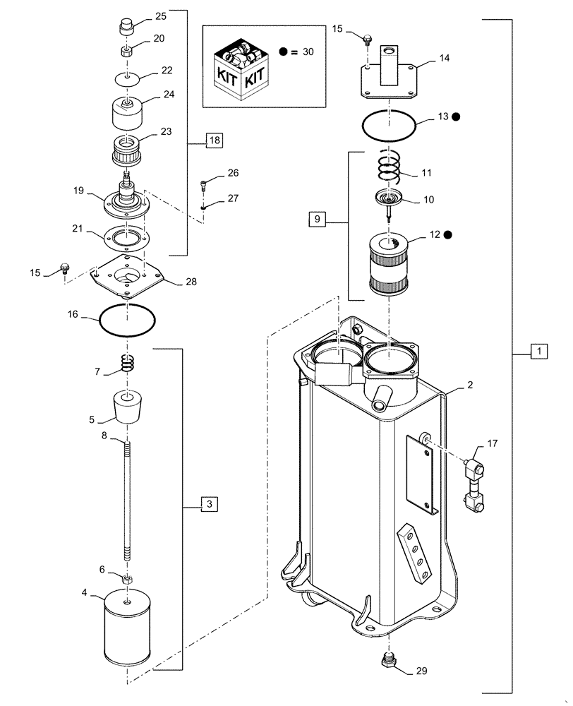 Схема запчастей Case CX36B - (35.300.AQ[02]) - TANK, ASSY, HYD - BTW PX17-40001 - PX17-40001 (35) - HYDRAULIC SYSTEMS