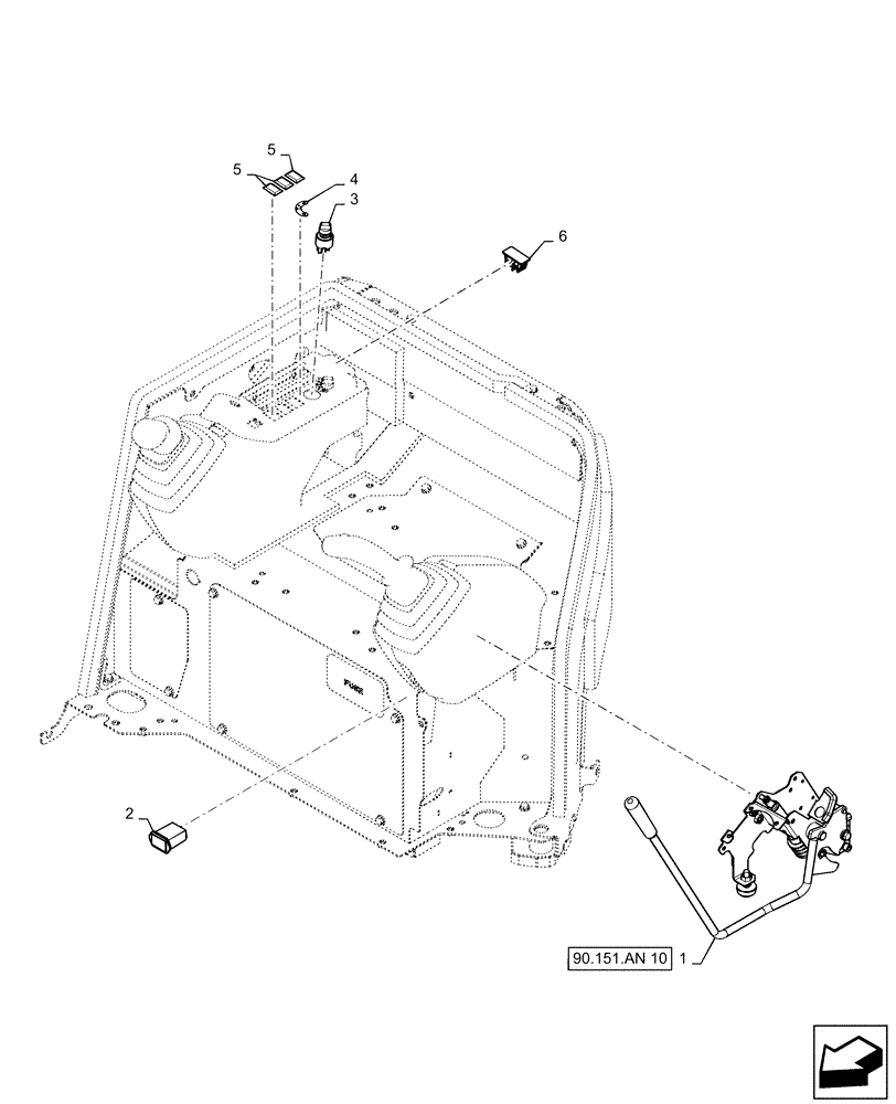 Схема запчастей Case CX31B - (90.151.AN[09]) - CONTROLS - LEVER LOCK (90) - PLATFORM, CAB, BODYWORK AND DECALS