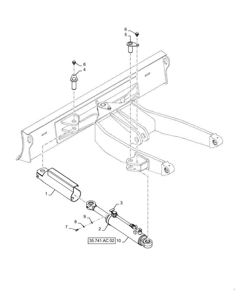 Схема запчастей Case CX36B - (35.741.AC[01]) - CYLINDER INSTALL - ANGLE DOZER (35) - HYDRAULIC SYSTEMS