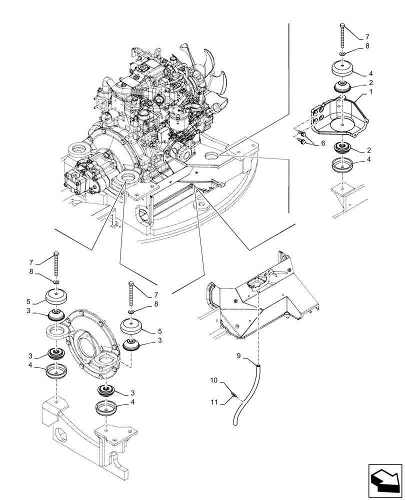 Схема запчастей Case CX31B - (10.001.AK[01]) - ENGINE INSTALL (10) - ENGINE