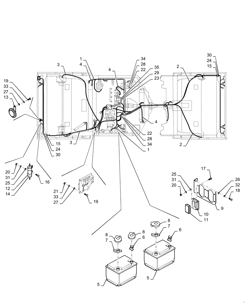 Схема запчастей Case DV210C - (55.100.AI) - CHASSIS, WIRE HARNESS (55) - ELECTRICAL SYSTEMS