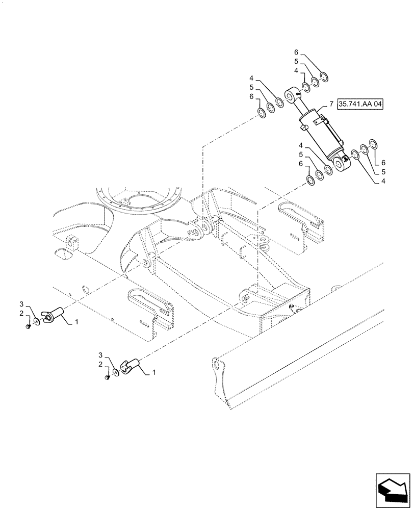 Схема запчастей Case CX31B - (35.741.AA[03]) - CYLINDER, INSTALL - ANGLE DOZER (35) - HYDRAULIC SYSTEMS