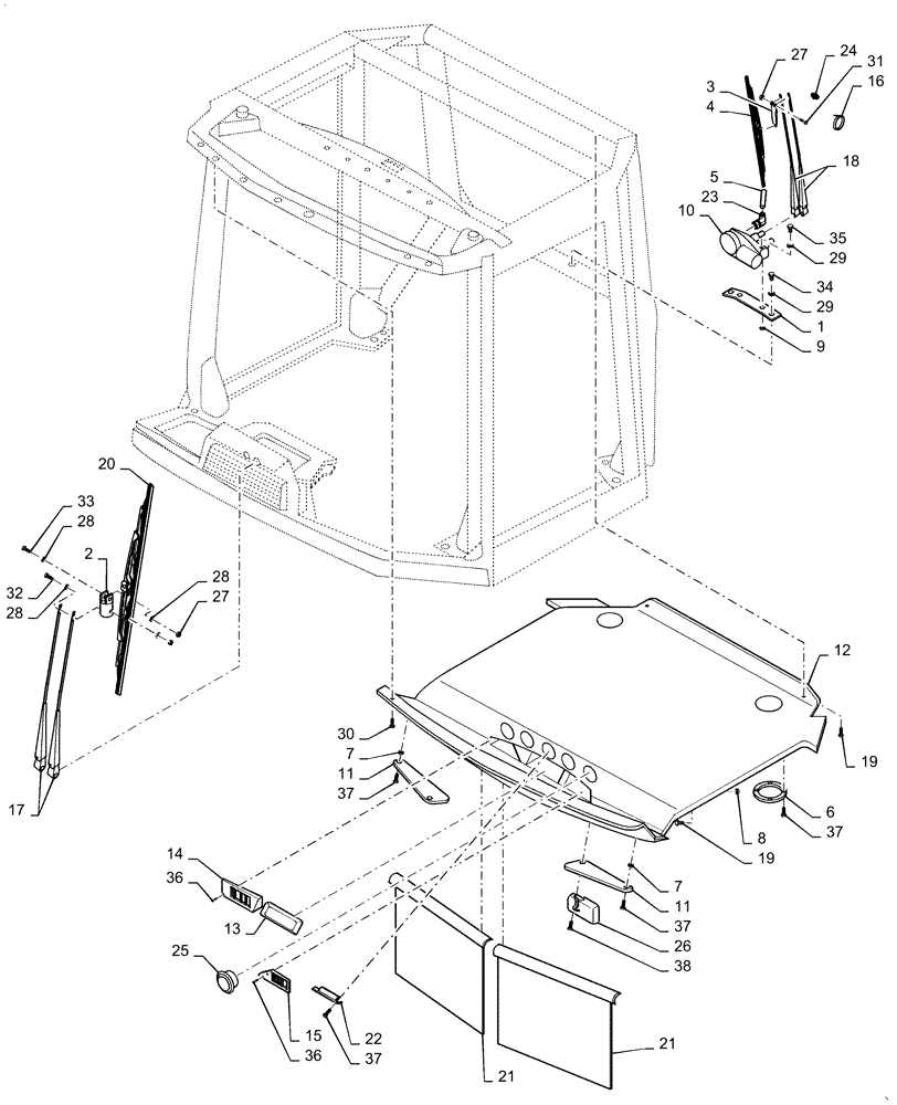 Схема запчастей Case DV210C - (90.150.AB[01]) - CAB PARTS (90) - PLATFORM, CAB, BODYWORK AND DECALS