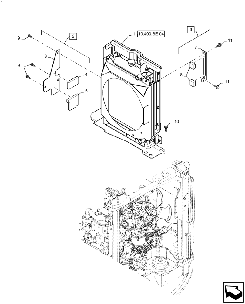 Схема запчастей Case CX31B - (10.400.BE[03]) - RADIATOR INSTALL - AIR CONDITIONER (10) - ENGINE