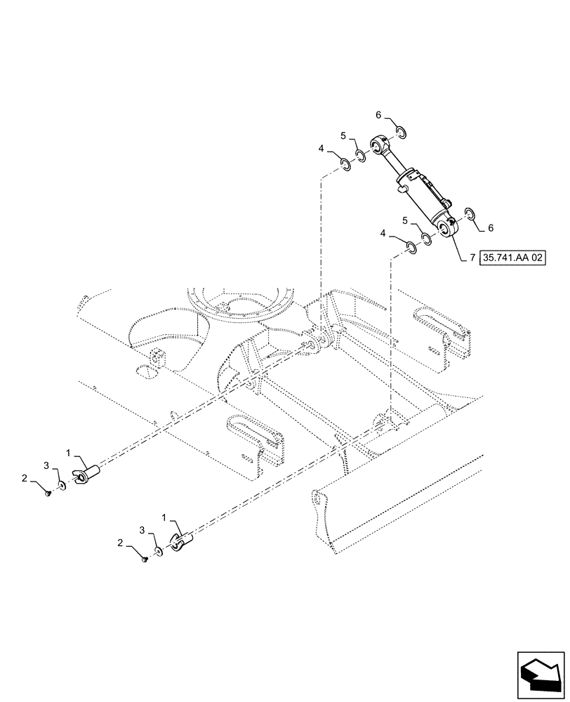 Схема запчастей Case CX31B - (35.741.AA[01]) - CYLINDER INSTALL - DOZER (35) - HYDRAULIC SYSTEMS