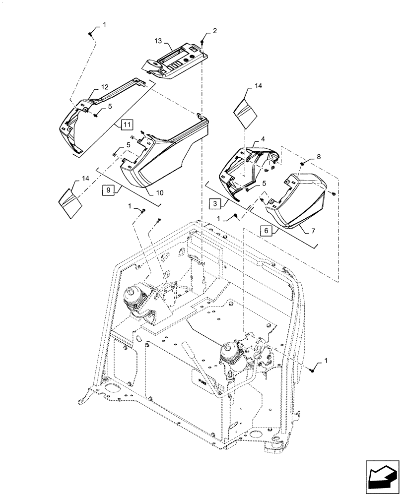 Схема запчастей Case CX36B - (90.151.AN[12]) - COVER ASSY (90) - PLATFORM, CAB, BODYWORK AND DECALS