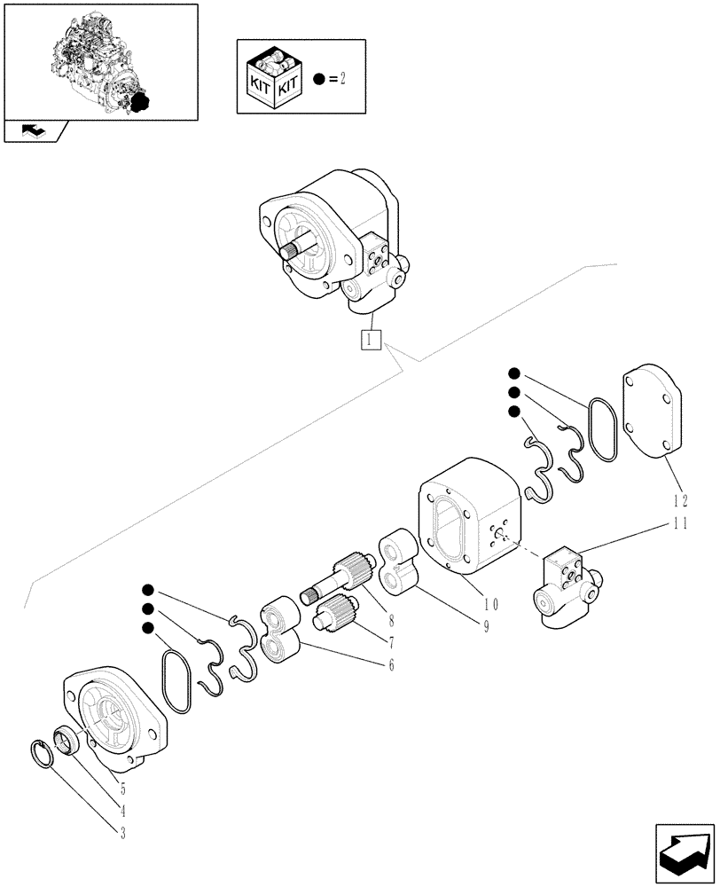 Схема запчастей Case 221E - (1.10.0/01A) - GEAR PUMP (07) - HYDRAULIC SYSTEMS