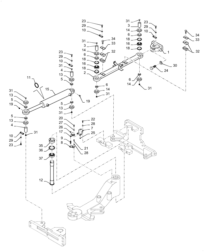 Схема запчастей Case DV210C - (39.100.AN[01]) - ARTICULATION JOINT (39) - FRAMES AND BALLASTING