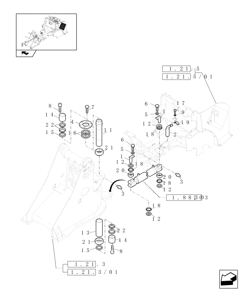 Схема запчастей Case 121E - (1.21.4) - FRAME LINK COMPONENTS (12) - MAIN FRAME