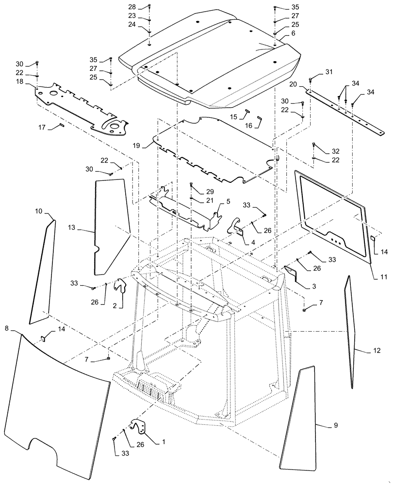 Схема запчастей Case DV210C - (90.150.AB[02]) - CAB PARTS (90) - PLATFORM, CAB, BODYWORK AND DECALS