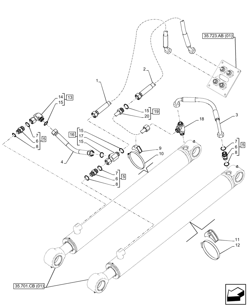 Схема запчастей Case 321F - (35.701.AX[01]) - VAR - 734518 - LOADER ARM, CYLINDER, LINE (35) - HYDRAULIC SYSTEMS