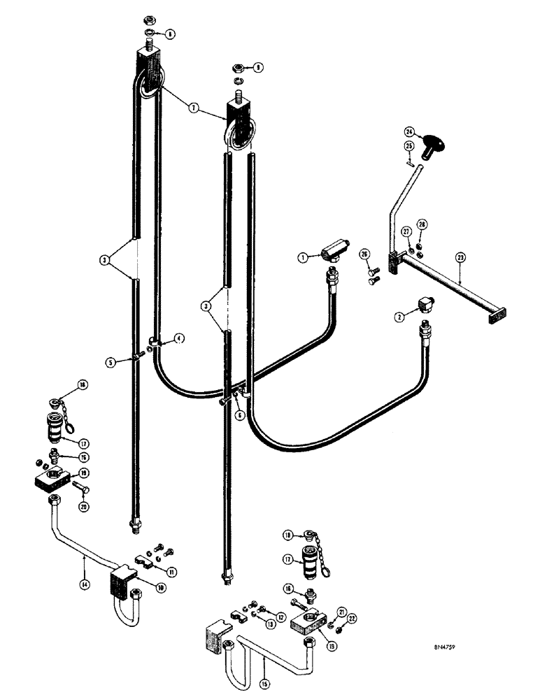 Схема запчастей Case 430 - (54) - AUXILIARY HYDRAULICS, 10 FOOT 6 INCH AND 14 FOOT 3 INCH MASTS 