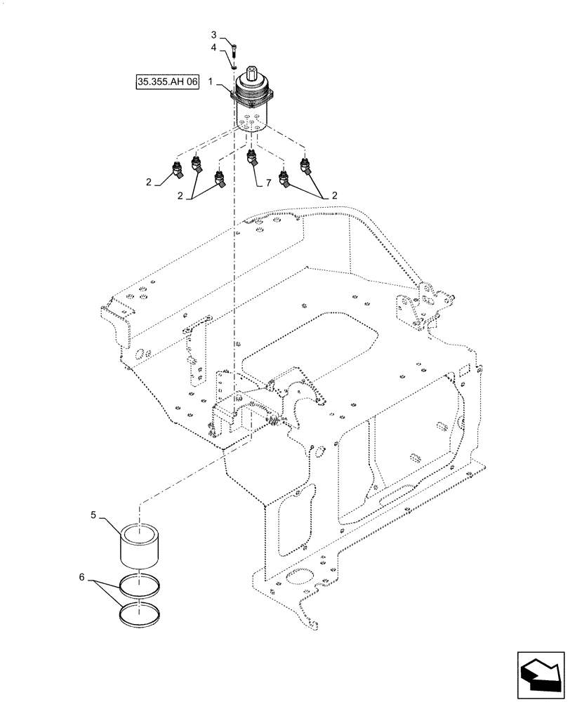 Схема запчастей Case CX36B - (35.355.AH[05]) - VALVE INSTALL, ANGLE, DOZER (35) - HYDRAULIC SYSTEMS