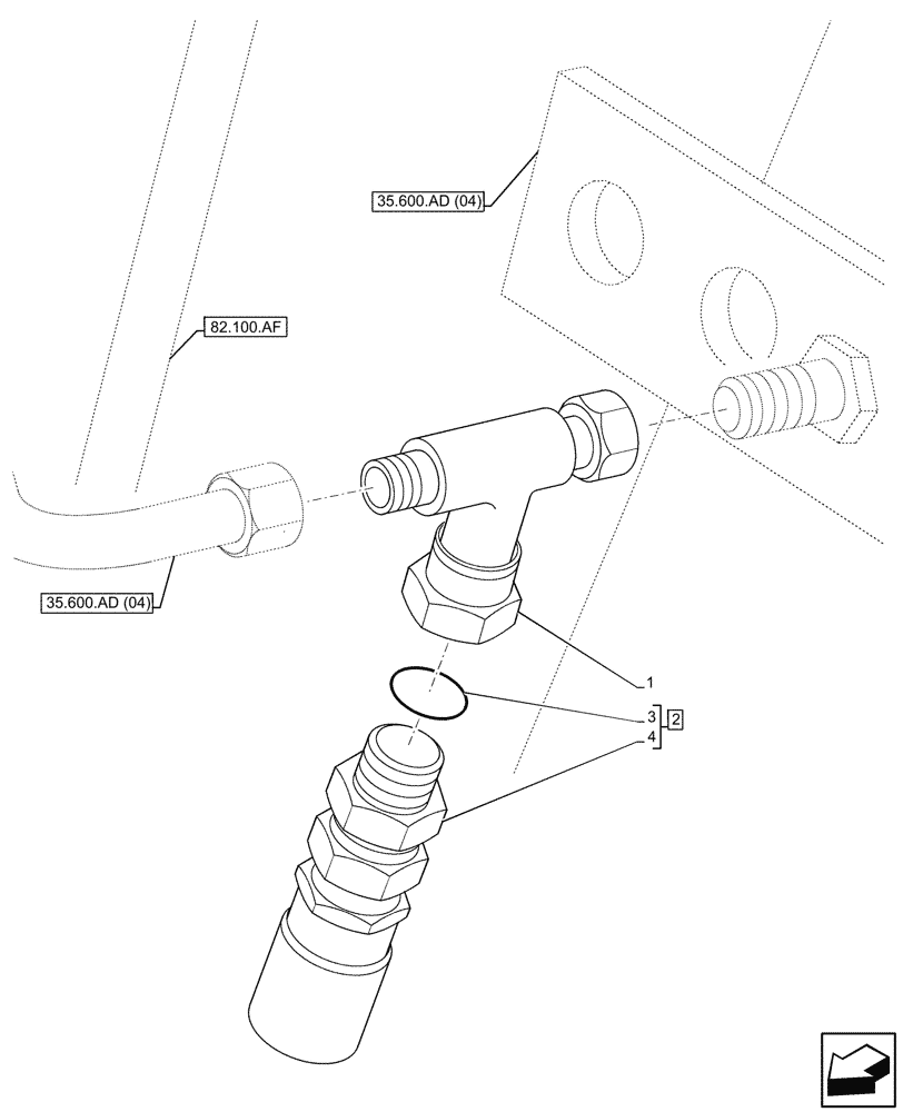 Схема запчастей Case 21F - (35.600.AD[10]) - VAR - 402047, 732006, 734652 - AUXILIARY HYDRAULIC, DRAIN LINE, COUPLING (35) - HYDRAULIC SYSTEMS