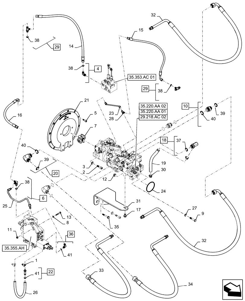 Схема запчастей Case TR270 - (29.204.AB[02]) - HYDROSTATIC PUMP, DRIVE, LINE, MECHANICAL CONTROLS (19-NOV-2015 & PRIOR) (29) - HYDROSTATIC DRIVE