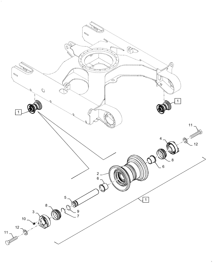 Схема запчастей Case CX31B - (48.138.AB[01]) - ROLLER, ASSY, TRACK (48) - TRACKS & TRACK SUSPENSION