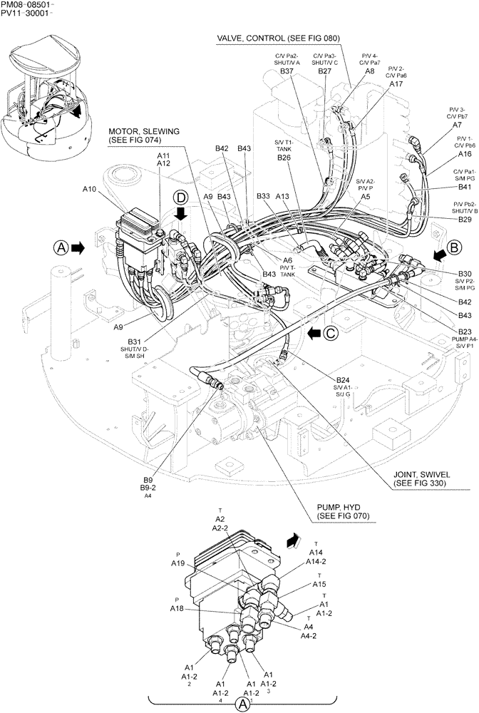 Схема запчастей Case CX27B - (01-037) - CONTROL LINES, REMOTE (35) - HYDRAULIC SYSTEMS