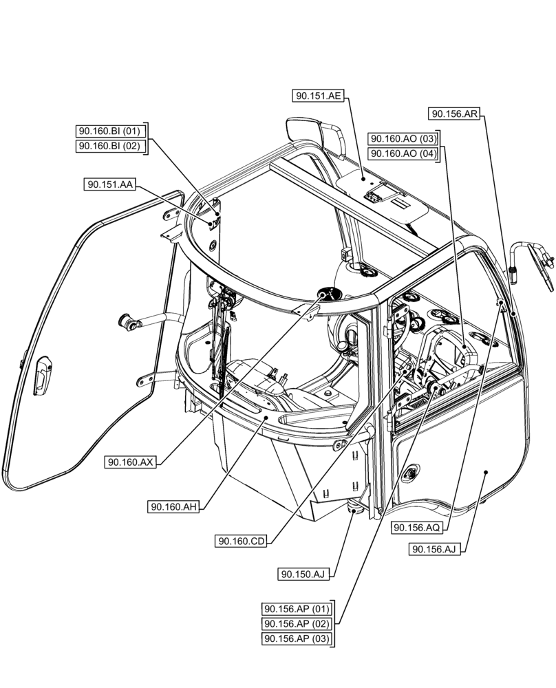 Схема запчастей Case 21F - (00.000.90[03]) - PICTORIAL INDEX - PLATFORM, CAB, BODYWORK AND DECALS (00) - GENERAL & PICTORIAL INDEX