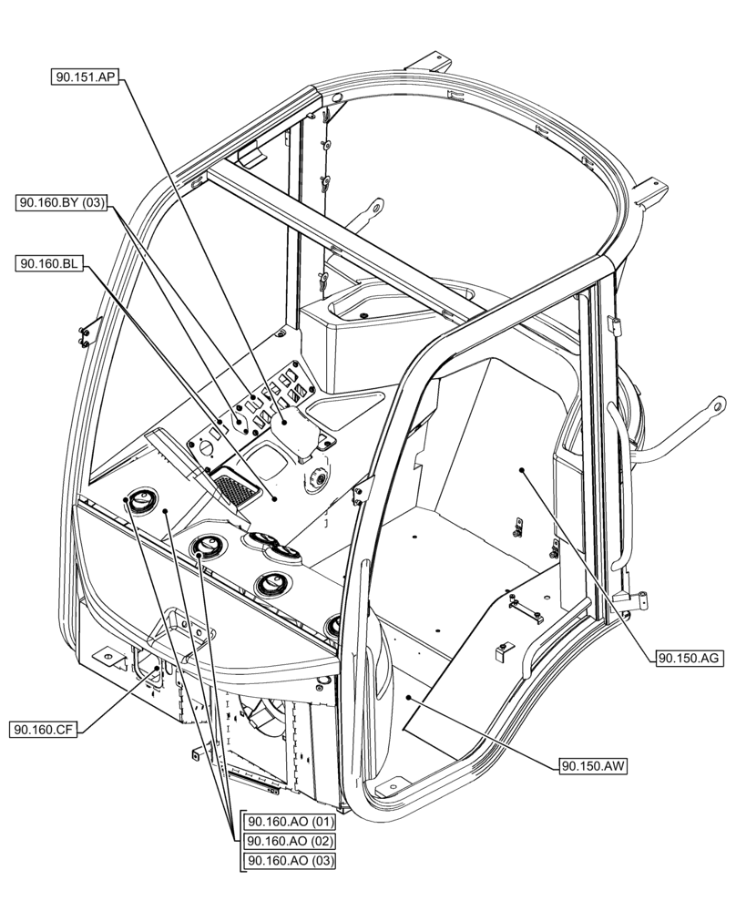 Схема запчастей Case 21F - (00.000.90[04]) - PICTORIAL INDEX - PLATFORM, CAB, BODYWORK AND DECALS (00) - GENERAL & PICTORIAL INDEX
