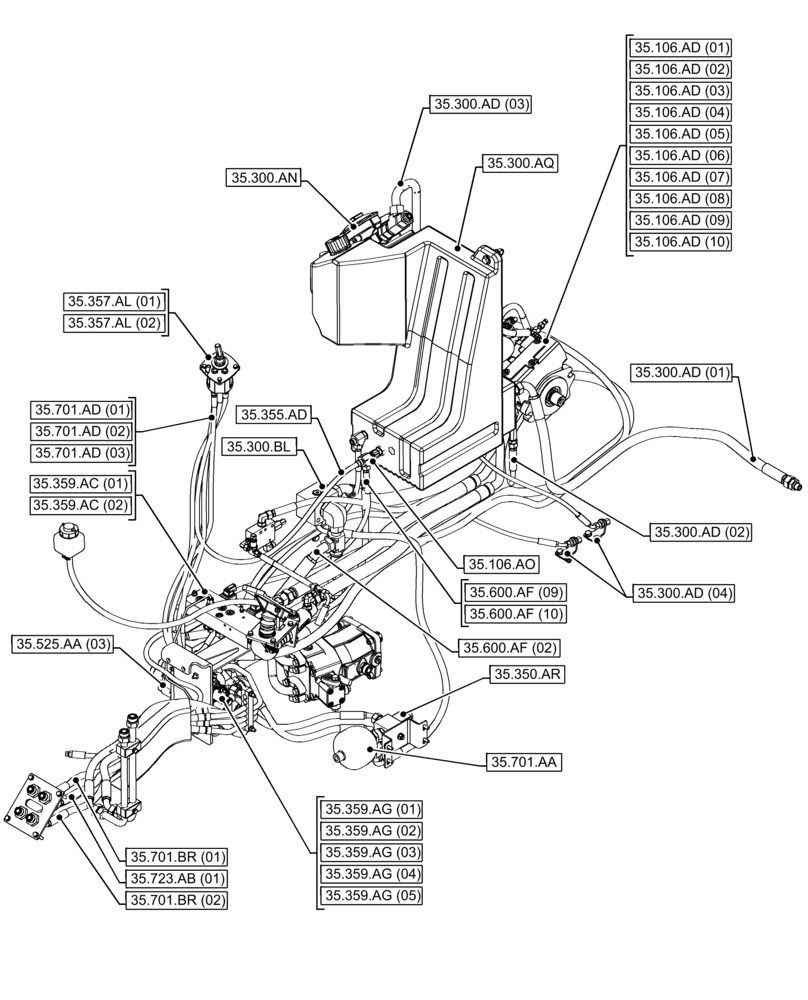 Схема запчастей Case 21F - (35.000.00[01]) - SECTION INDEX - HYDRAULIC SYSTEMS (35) - HYDRAULIC SYSTEMS