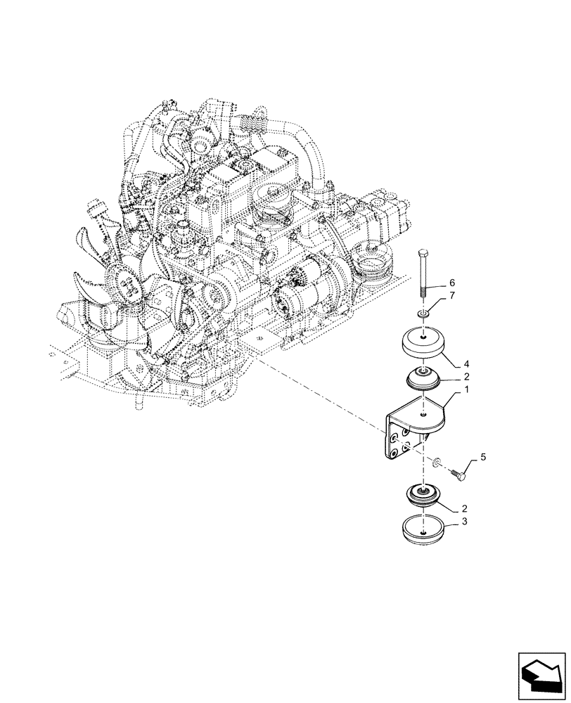 Схема запчастей Case CX31B - (10.001.AK[02]) - ENGINE INSTALL (10) - ENGINE