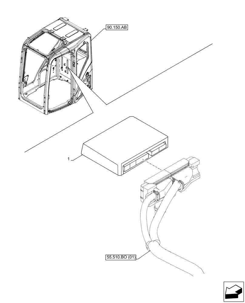 Схема запчастей Case CX250D LC - (55.640.AG) - ELECTRONIC CONTROL UNIT (55) - ELECTRICAL SYSTEMS