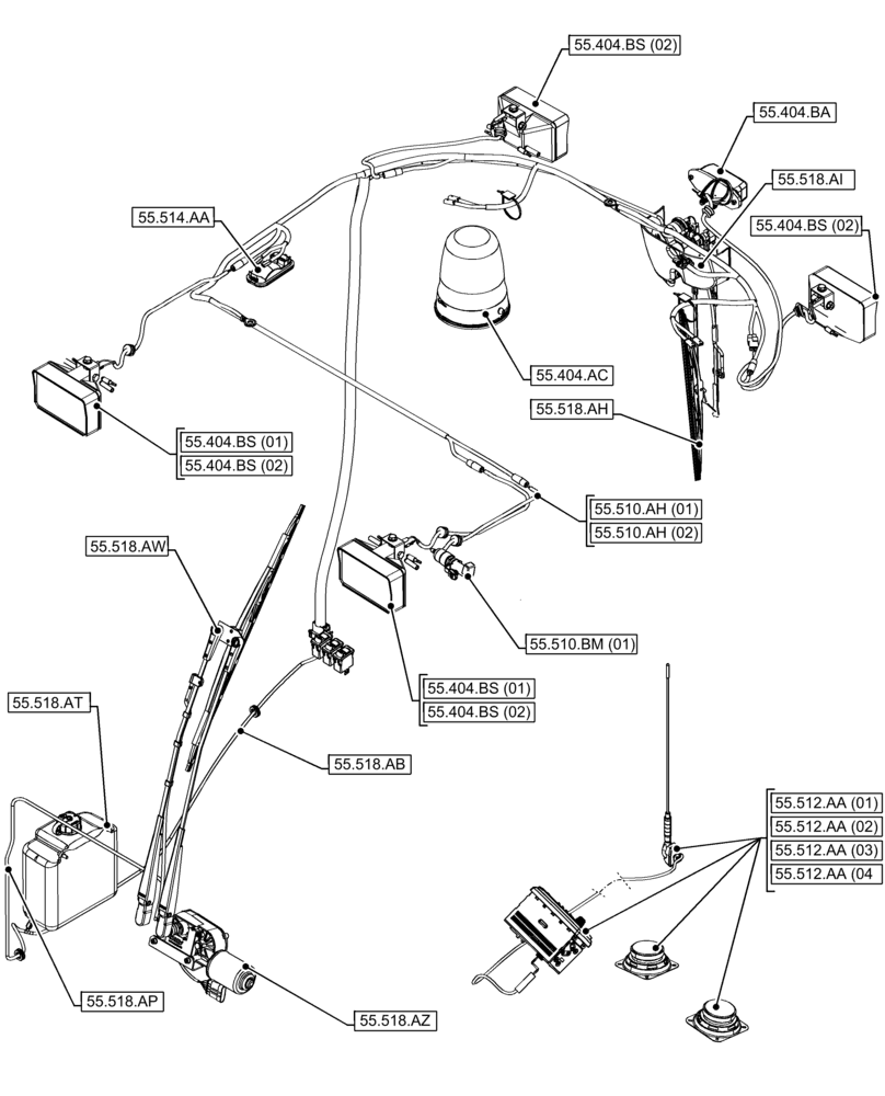 Схема запчастей Case 21F - (00.000.55[05]) - PICTORIAL INDEX - ELECTRICAL SYSTEMS (00) - GENERAL & PICTORIAL INDEX
