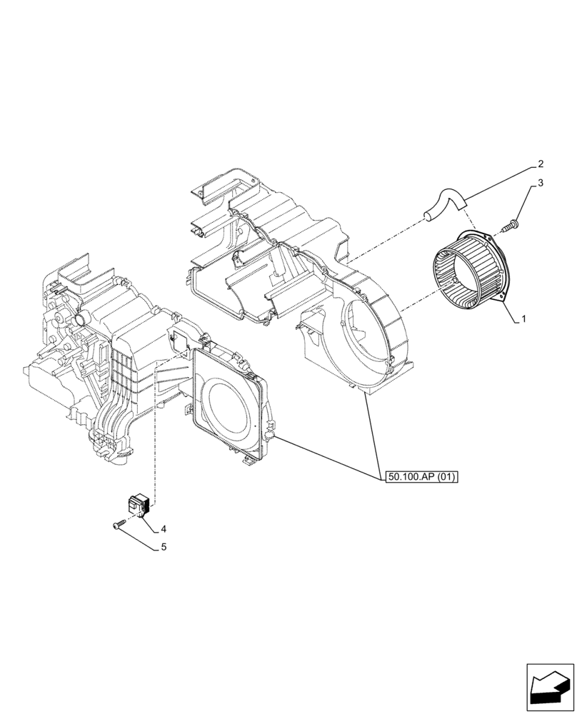 Схема запчастей Case CX250D LC - (55.050.AS) - AIR CONDITIONING, BLOWER (55) - ELECTRICAL SYSTEMS