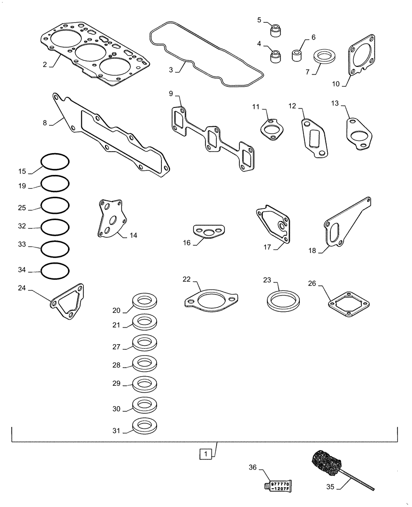 Схема запчастей Case CX31B - (10.001.AD[02]) - GASKET, SET (10) - ENGINE